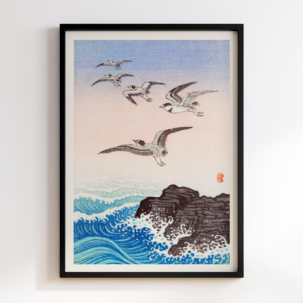 Постер Five seagulls above the sea (1900 - 1945) by Ohara Koson (1877-1945)