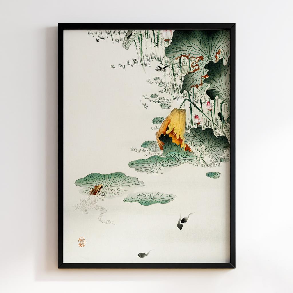 Постер Frog and tadpoles (1900 - 1930) by Ohara Koson (1877-1945)