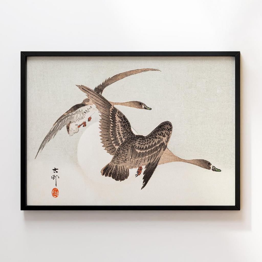 Постер Geese and Full Moon by Ohara Koson (1877–1945)