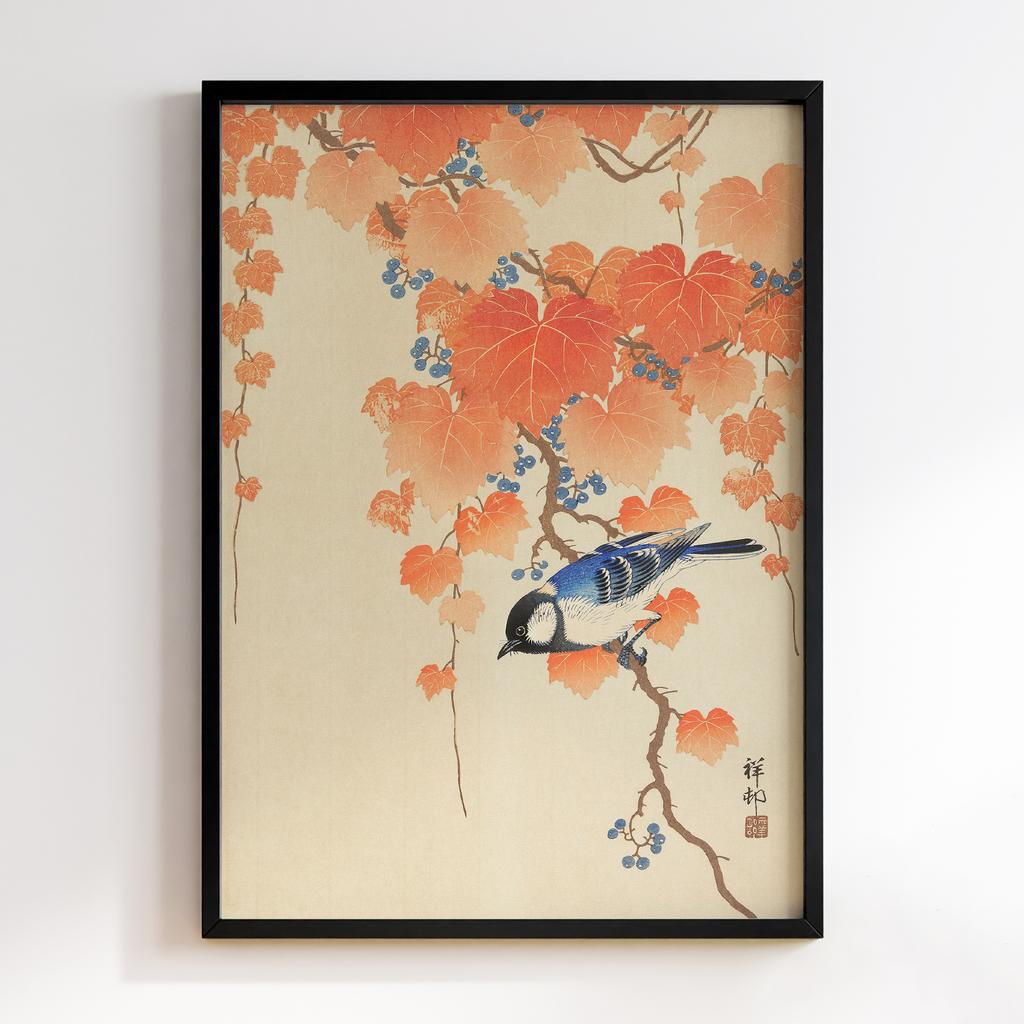 Постер Great tit on paulownia branch (1925 - 1936) by Ohara Koson (1877-1945)