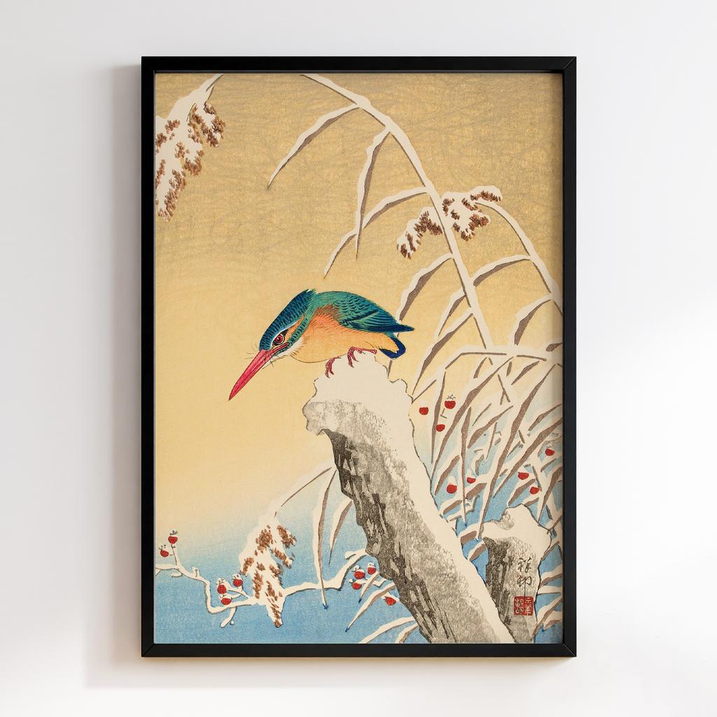 Постер Kingfisher in the snow (ca. 1925–1936) by Ohara Koson
