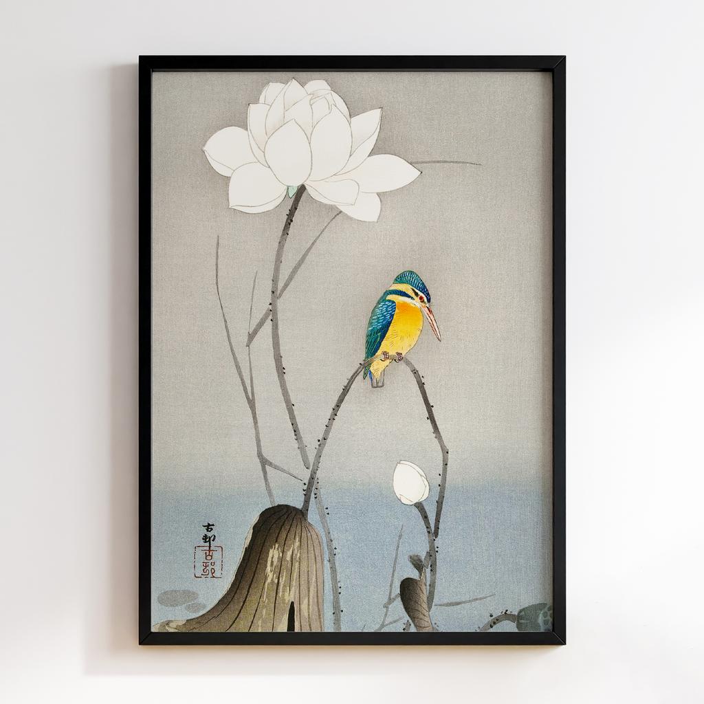 Постер Kingfisher with Lotus Flower (1900 - 1945) by Ohara Koson (1877-1945)