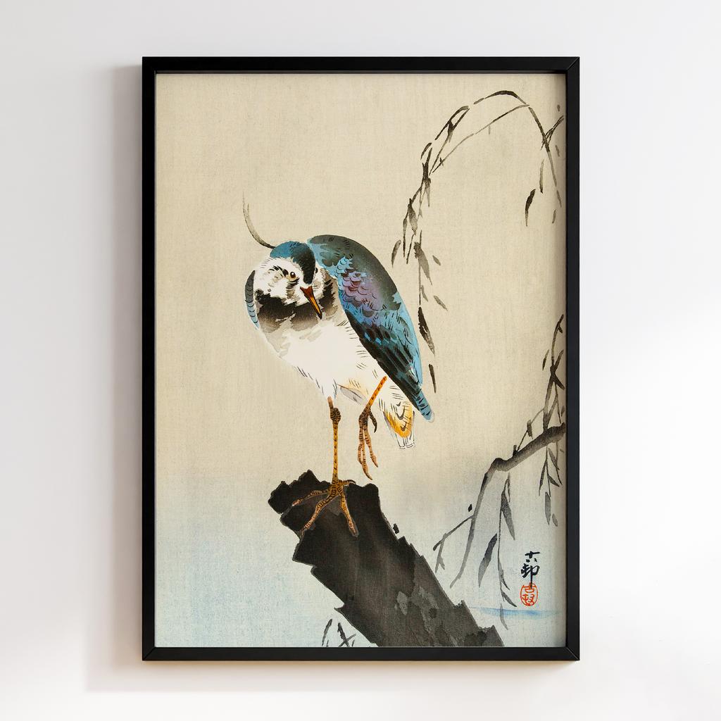 Постер Lapwing on tree stump (1900 - 1930) by Ohara Koson (1877-1945)