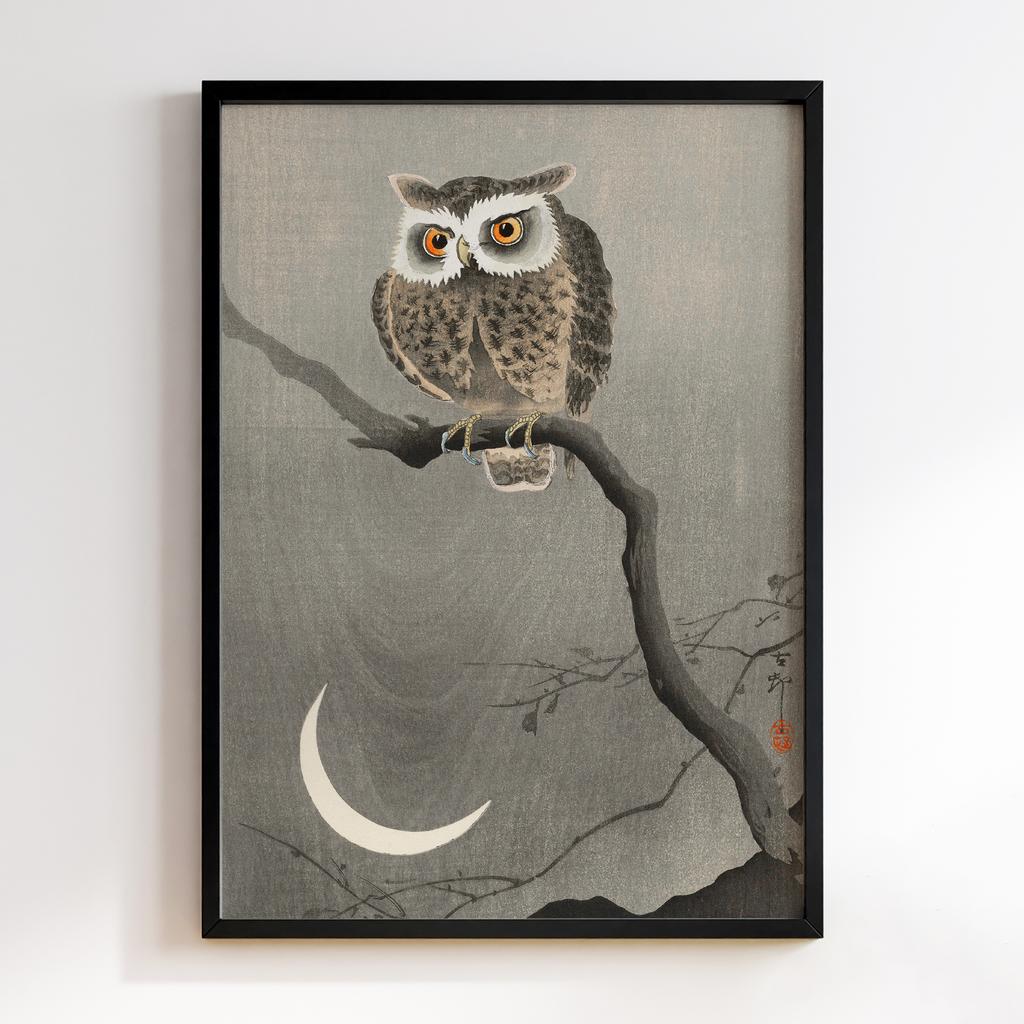 Постер Long-eared owl on bare tree branch (1900 - 1930) by Ohara Koson (1877-1945)