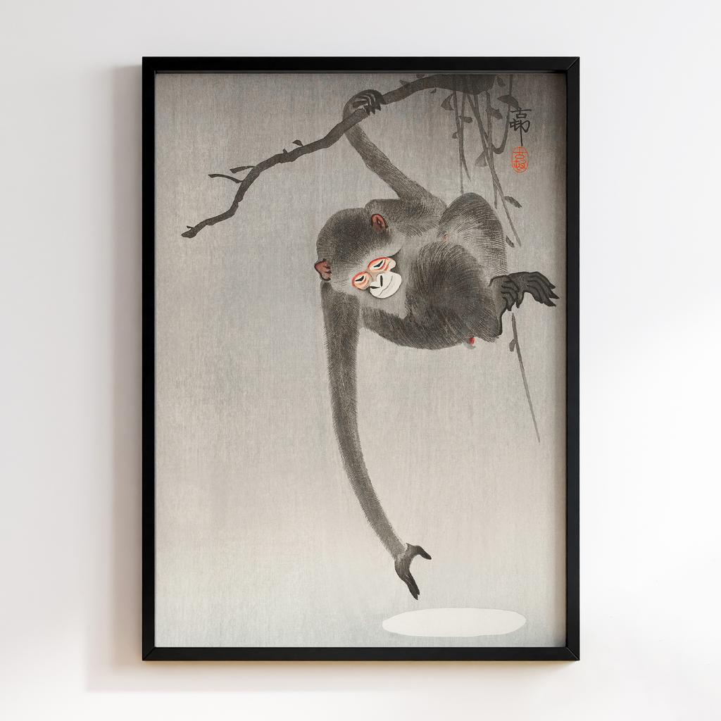 Постер Monkey and reflection of the moon (1900 - 1936) by Ohara Koson (1877-1945)