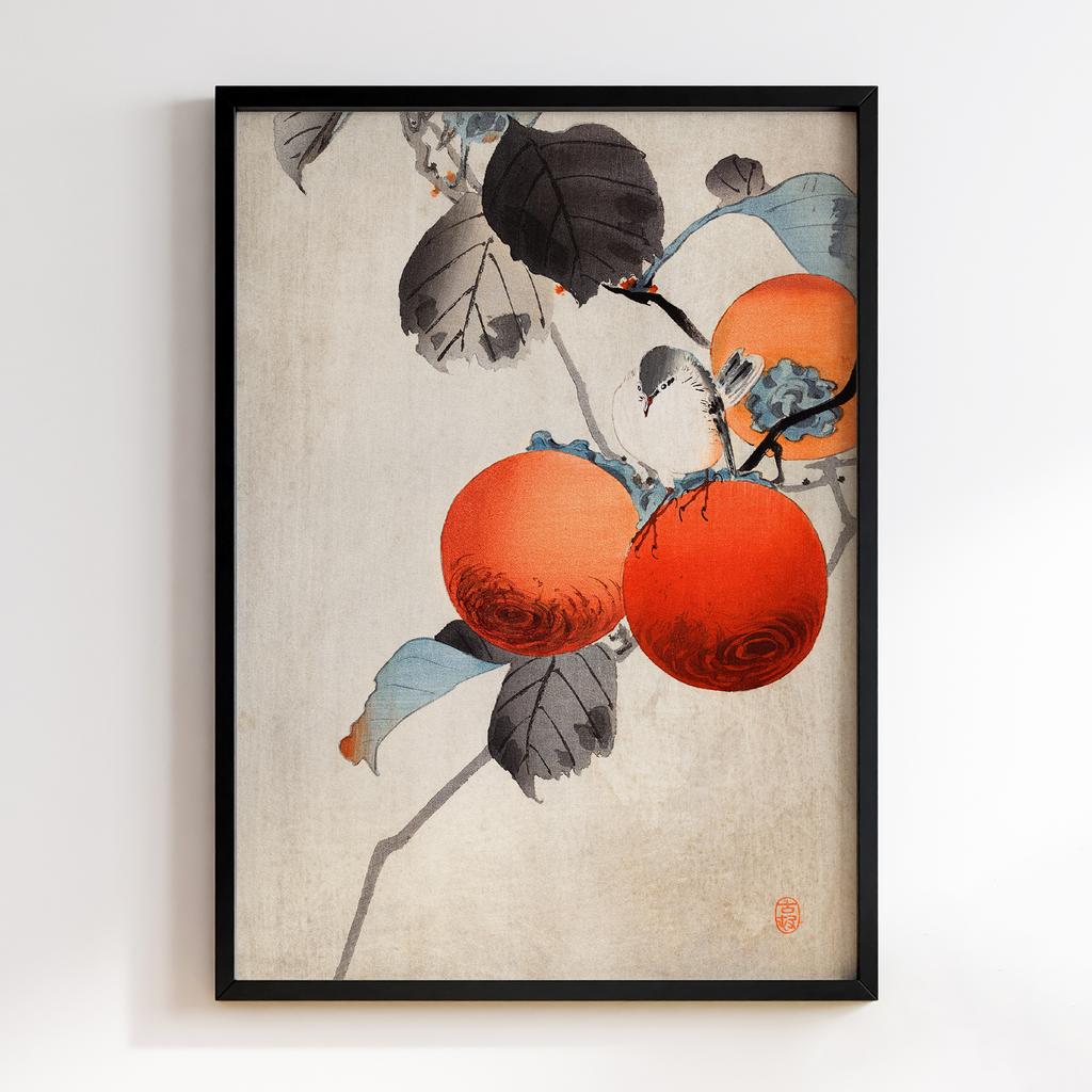 Постер Nuthatcher atop Persimmons (ca. 1910) by Ohara Koson