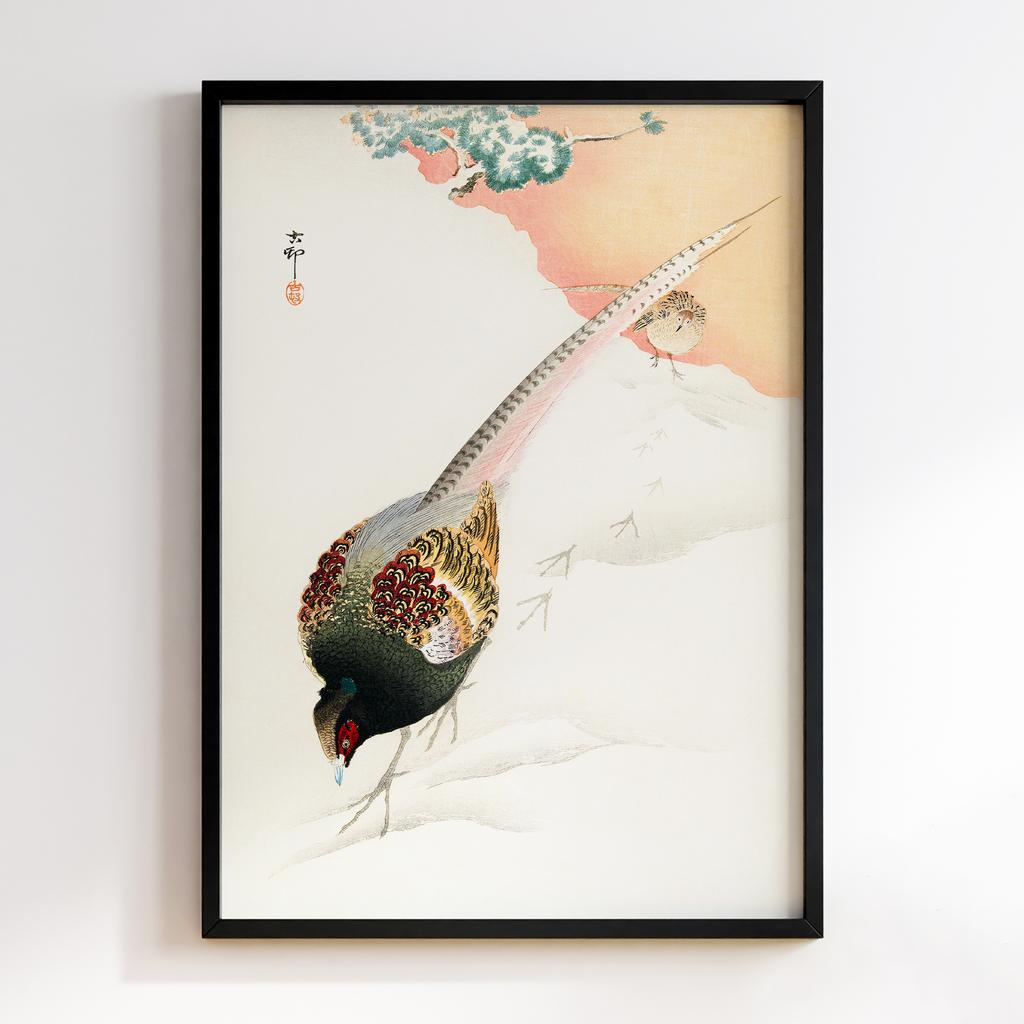 Постер Pheasant couple in the snow (1900 - 1945) by Ohara Koson (1877-1945)