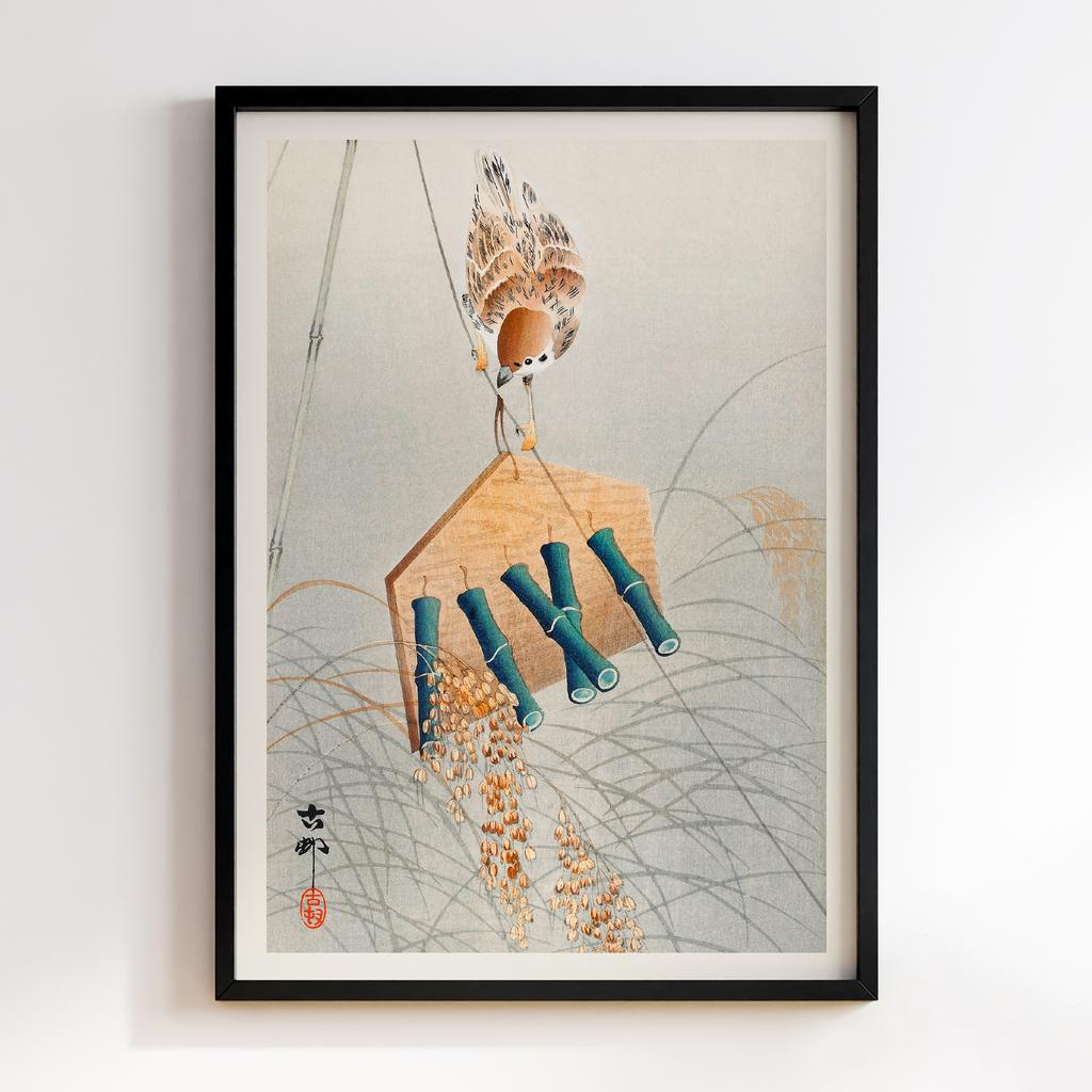 Постер Ring sparrow on scarecrow (1900 - 1930) by Ohara Koson (1877-1945)