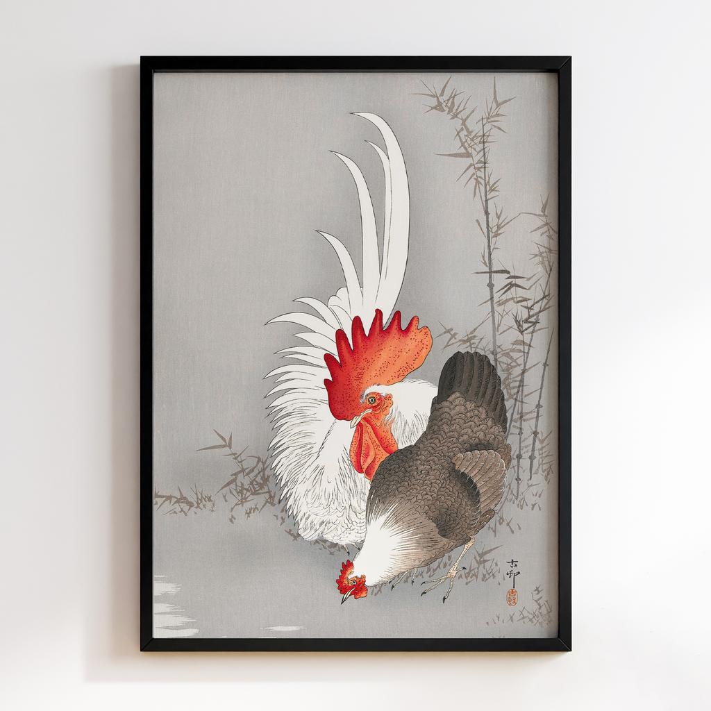 Постер Rooster and chicken (1900 - 1930) by Ohara Koson (1877-1945)