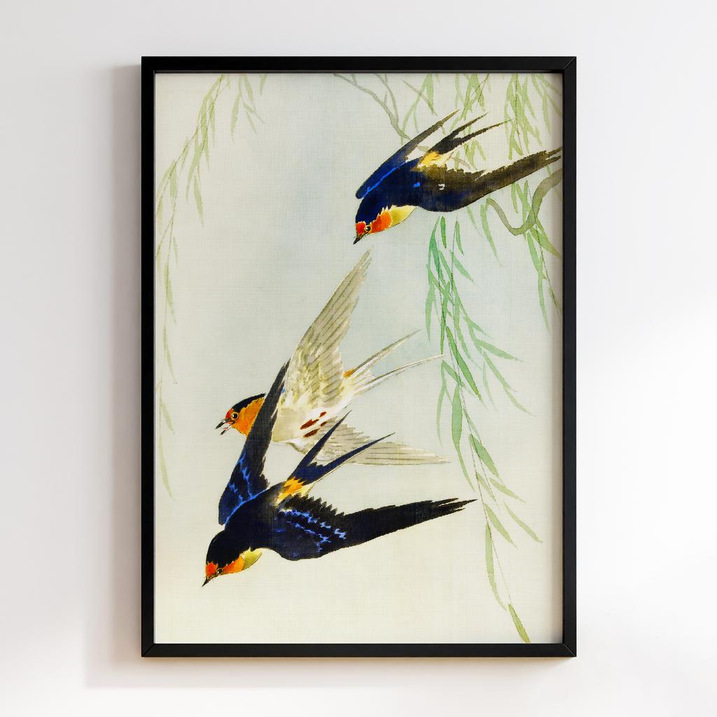 Постер Three birds in full flight by Ohara Koson (1877-1945)