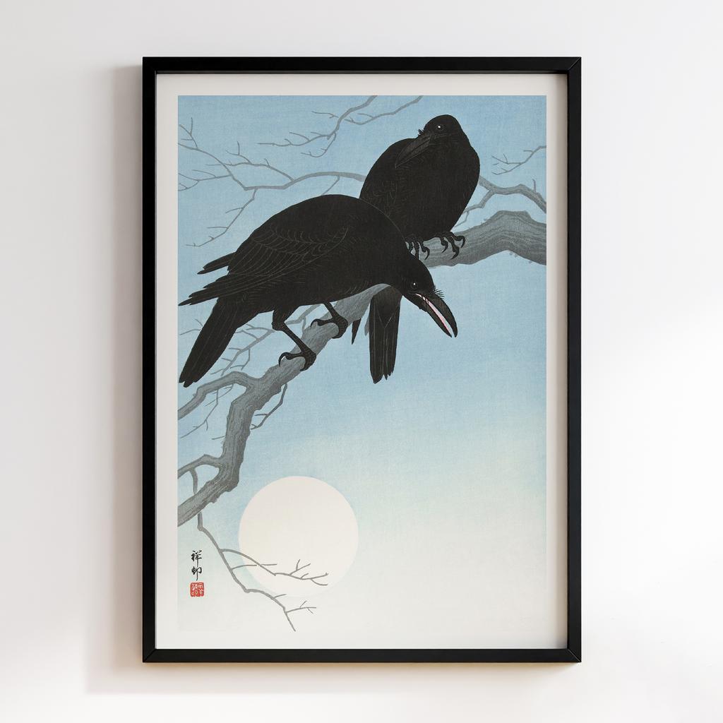 Постер Two crows on a branch (1927) by Ohara Koson (1877-1945)