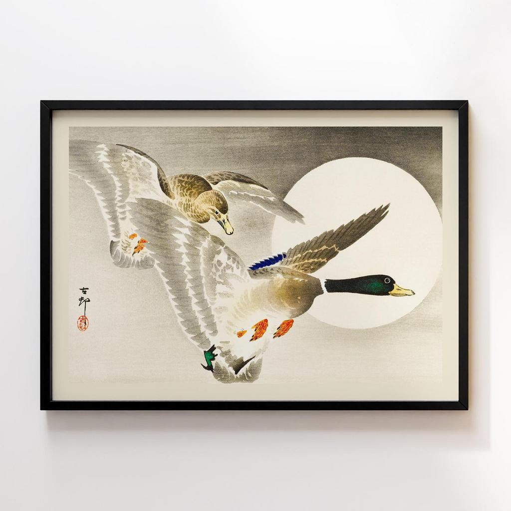 Постер Two ducks at full moon (1900 - 1930) by Ohara Koson (1877-1945)