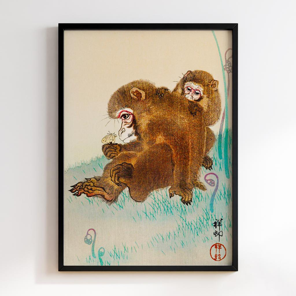 Постер Two monkeys (1900 - 1945) by Ohara Koson (1877-1945)