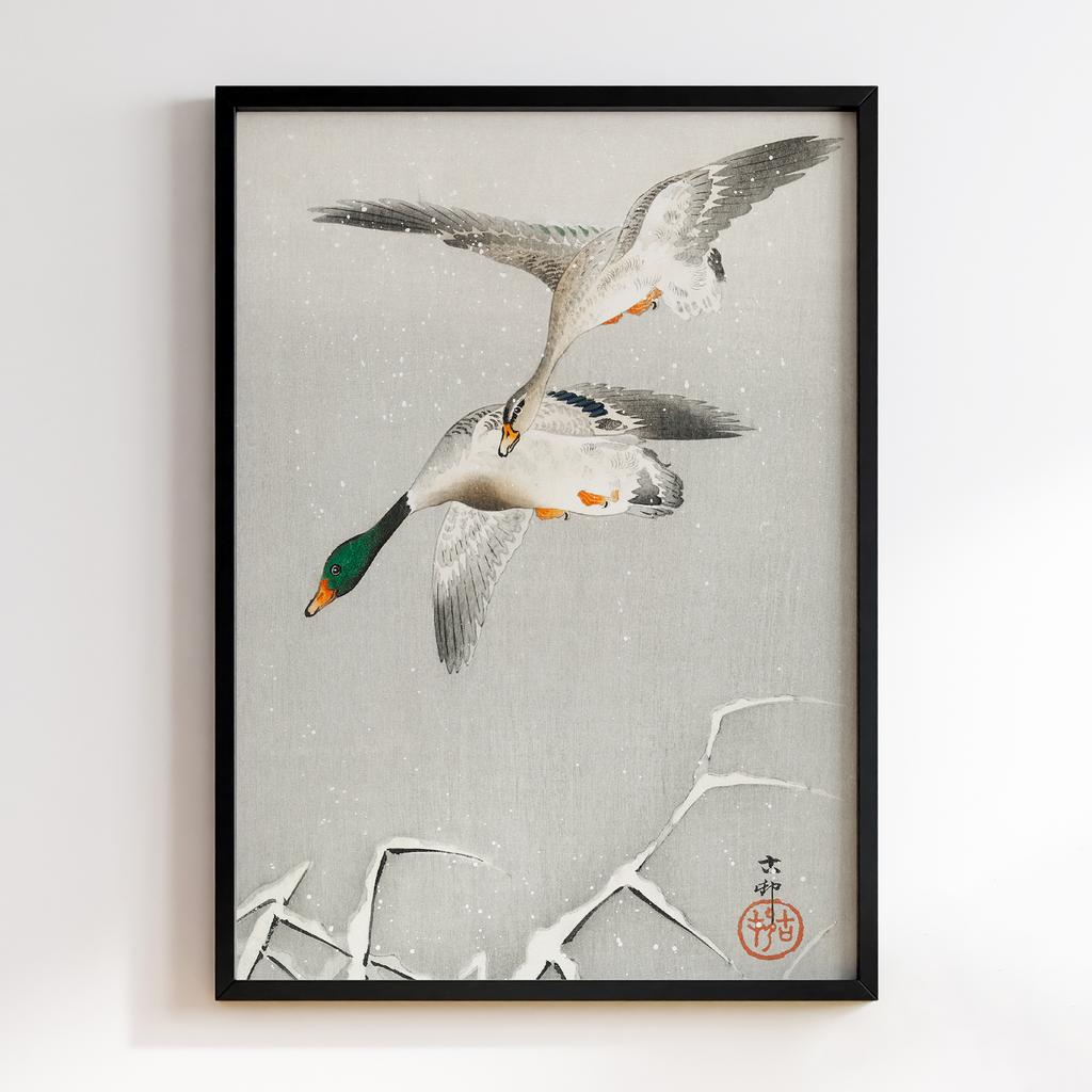 Постер Two wild ducks in flight (1900 - 1936) by Ohara Koson (1877-1945)