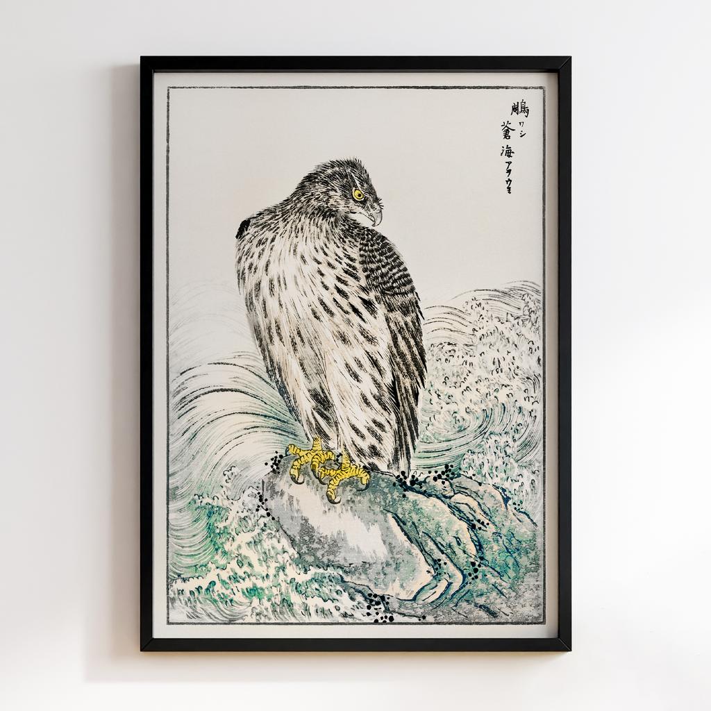 Постер Japanese Golden Eagle and Dark Blue Sea illustration by Numata Kashu