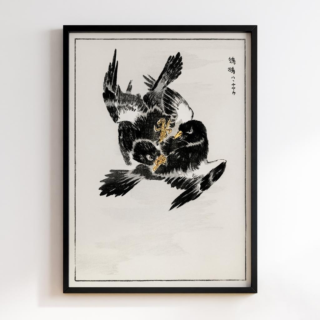 Постер Japanese Jungle Nightjar illustration by Numata Kashu