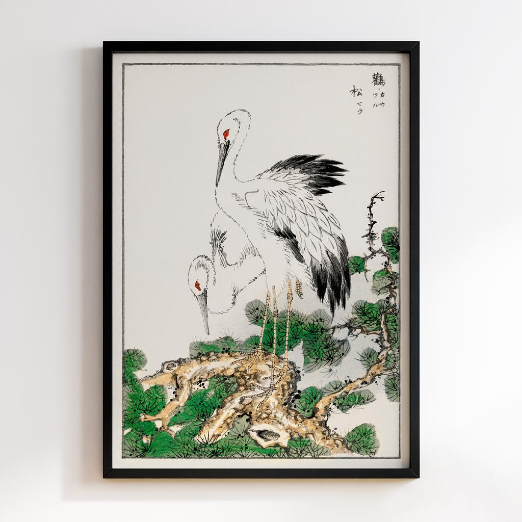 Постер Japanese Stork and Pine Tree illustration by Numata Kashu