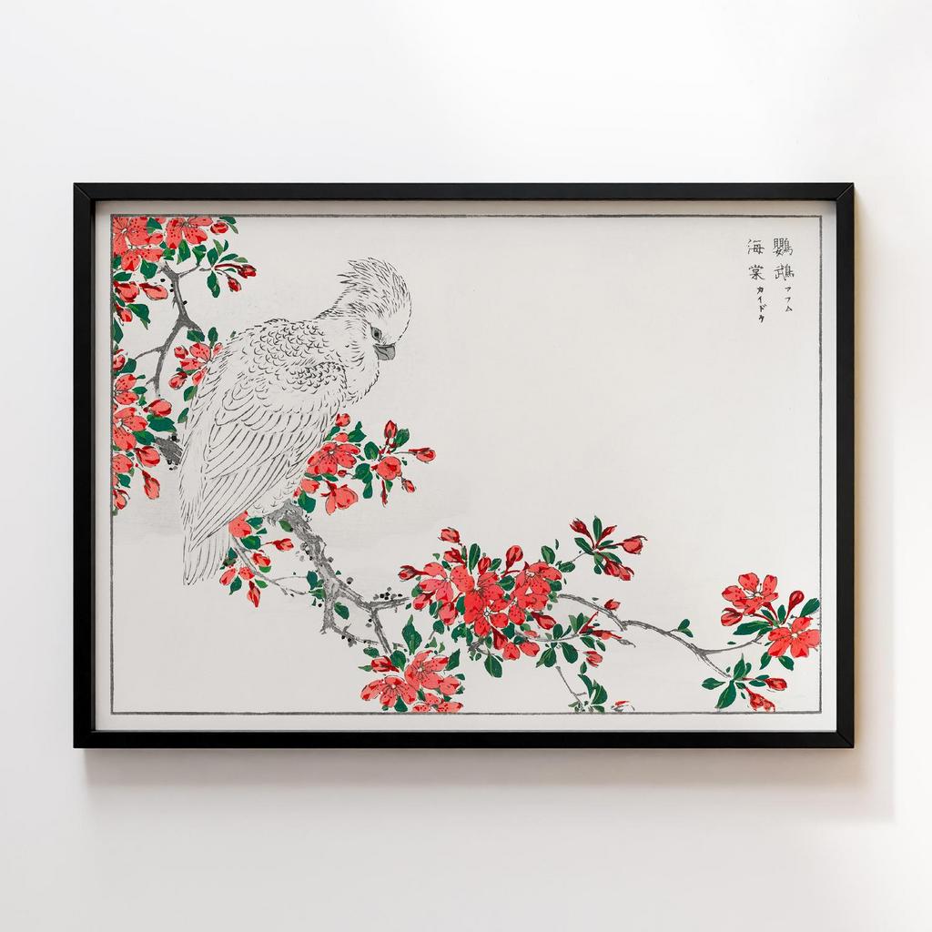 Постер Parrot and Pyrus spectabilis illustration by Numata Kashu