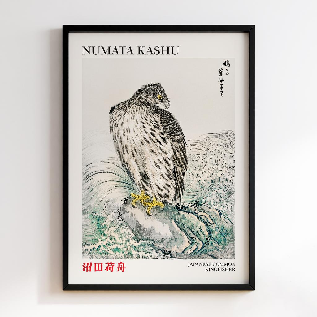 Постер Japanese Golden Eagle and Dark Blue Sea illustration by Numata Kashu