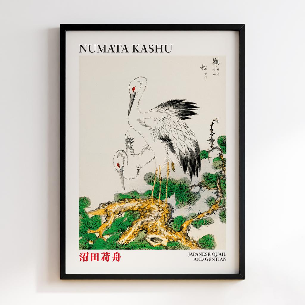 Постер Japanese Stork and Pine Tree illustration by Numata Kashu