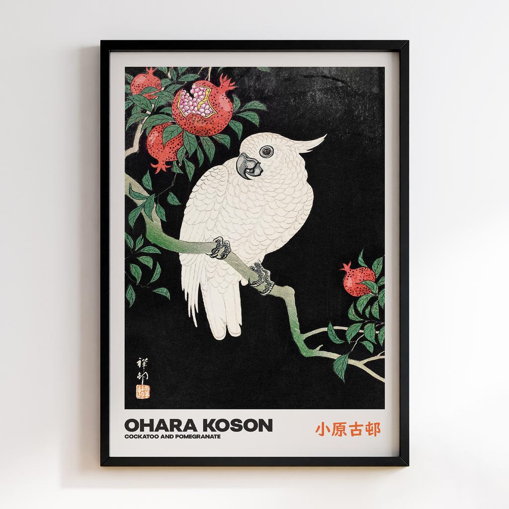 Постер COCKATOO AND POMEGRANATE by Ohara Koson