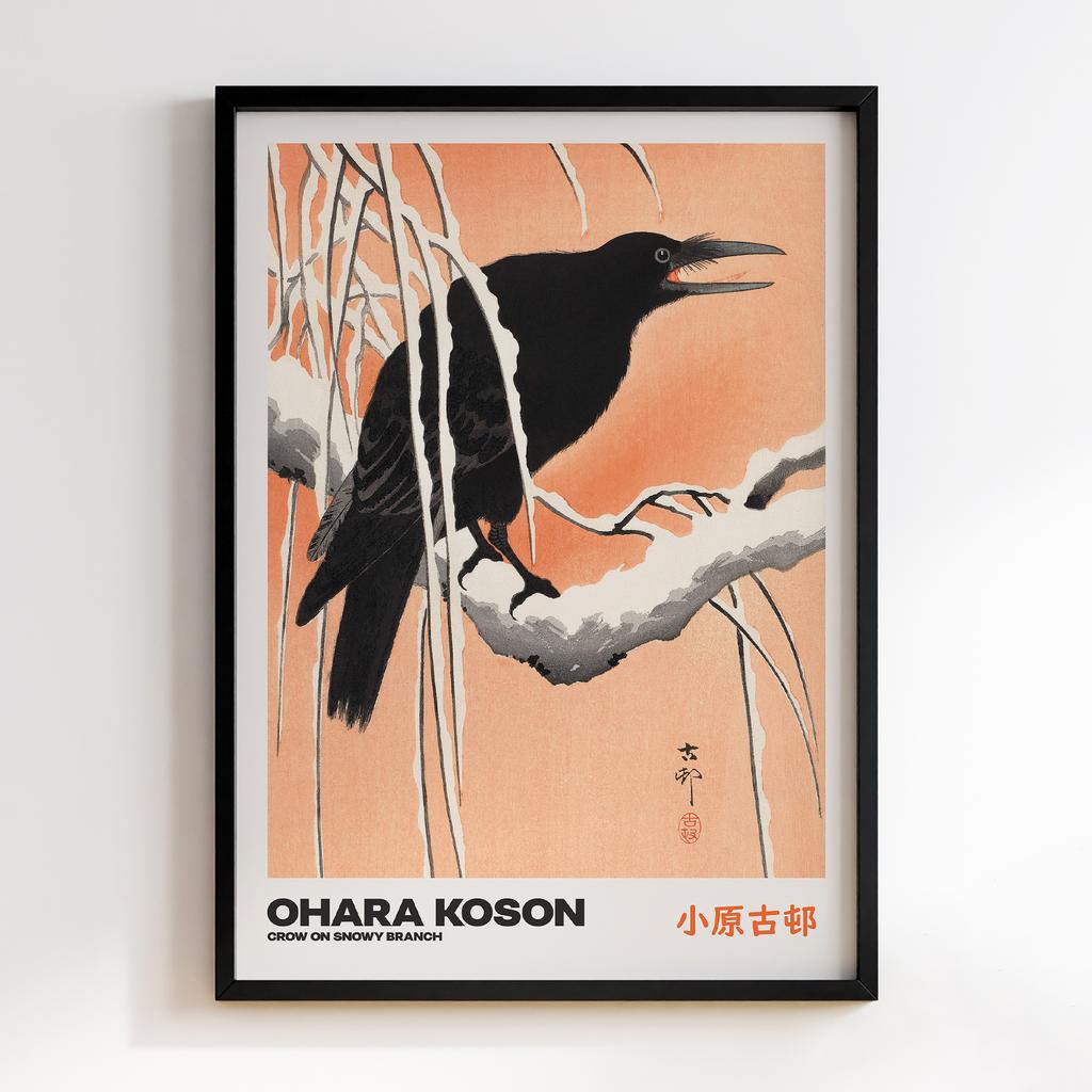 Постер CROW ON SNOWY BRANCH by Ohara Koson