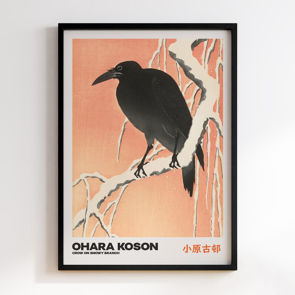 Постер CROW ON SNOWY BRANCH by Ohara Koson