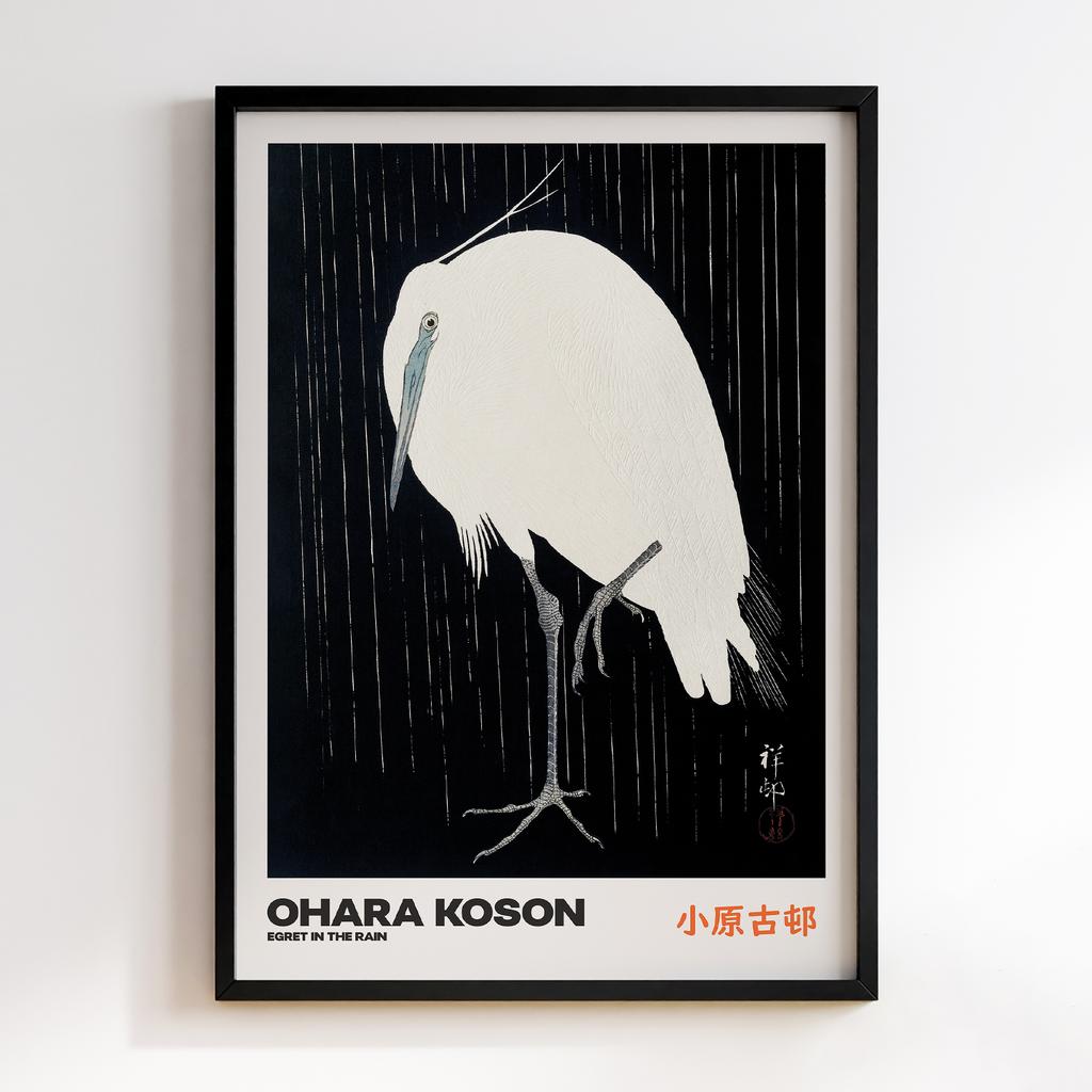 Постер EGRET IN THE RAIN by Ohara Koson