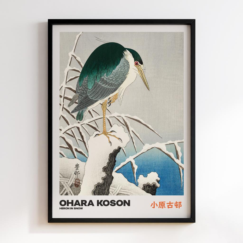 Постер HERON IN SNOW by Ohara Koson