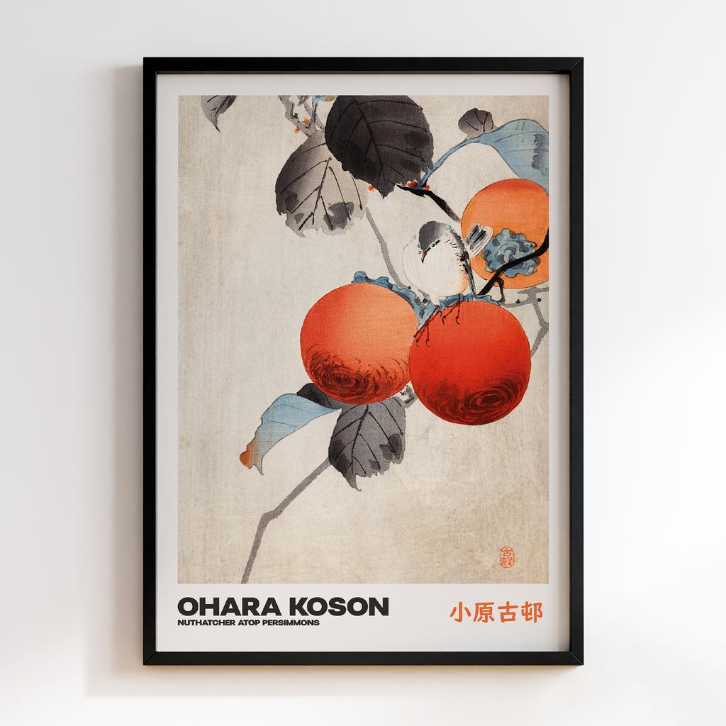 Постер NUTHATCHER ATOP PERSIMMONS by Ohara Koson
