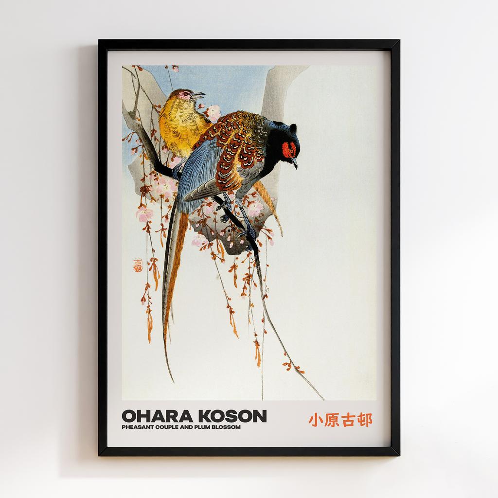 Постер PHEASANT COUPLE AND PLUM BLOSSOM by Ohara Koson