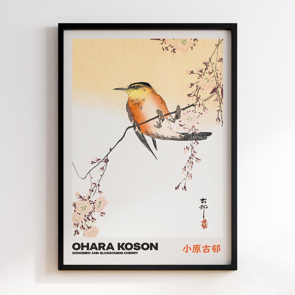 Постер SONGBIRD AND BLOSSOMING CHERRY by Ohara Koson
