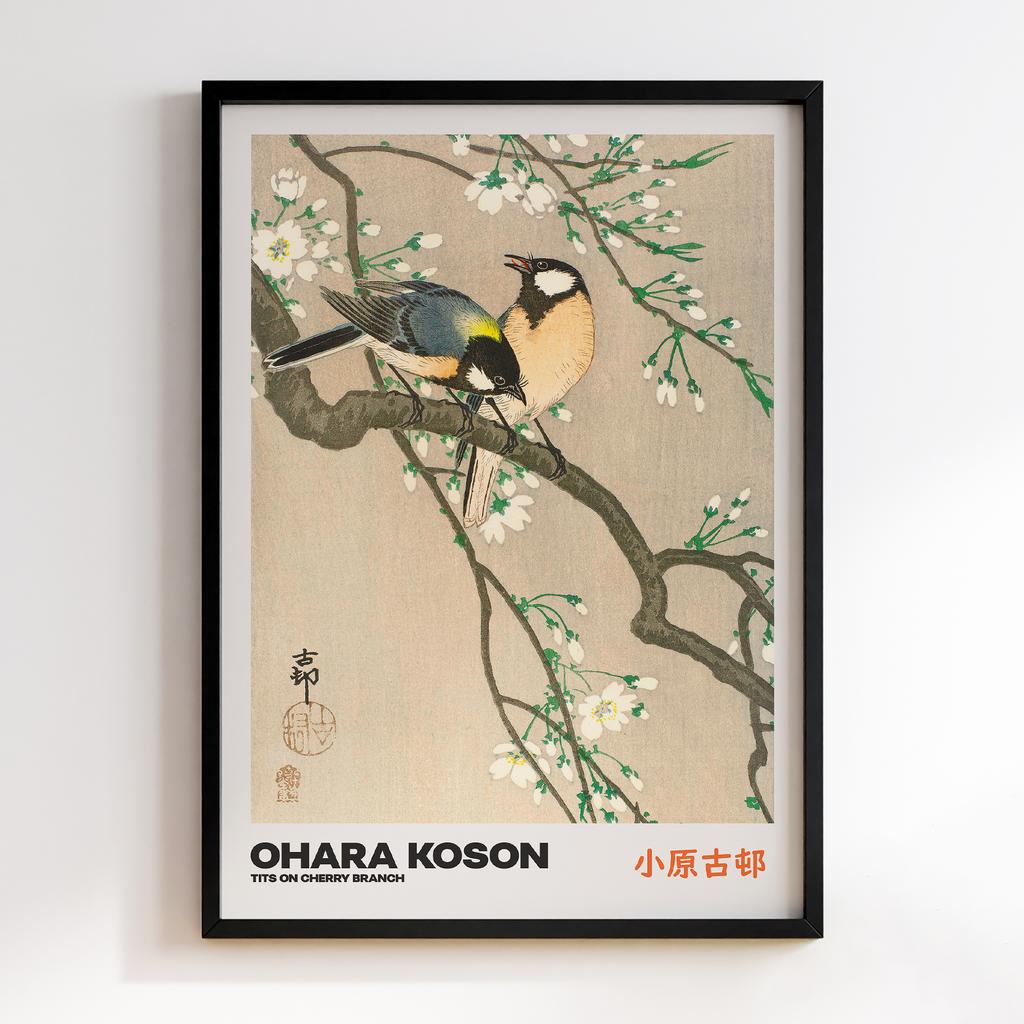 Постер TITS ON CHERRY BRANCH by Ohara Koson