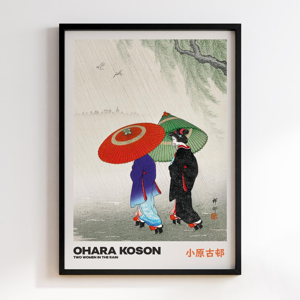 Постер TWO WOMEN IN THE RAIN by Ohara Koson