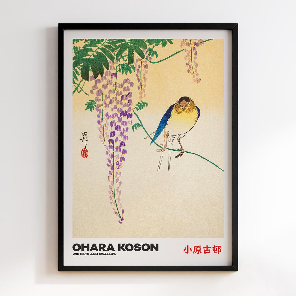 Постер WISTERIA AND SWALLOW by Ohara Koson
