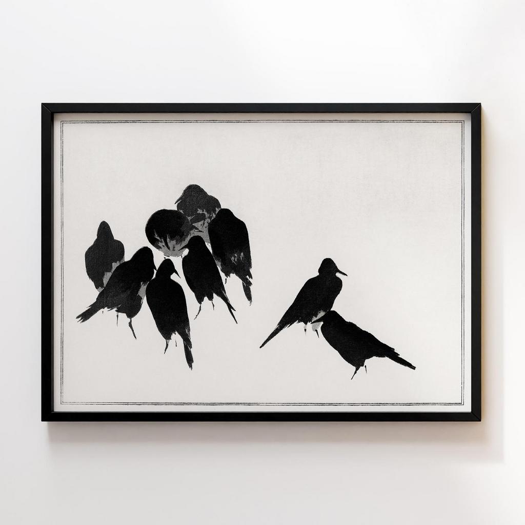 Постер Japanese crows, illustration from Seitei Kacho Gafu (1890–1891) by Wantanabe Seitei