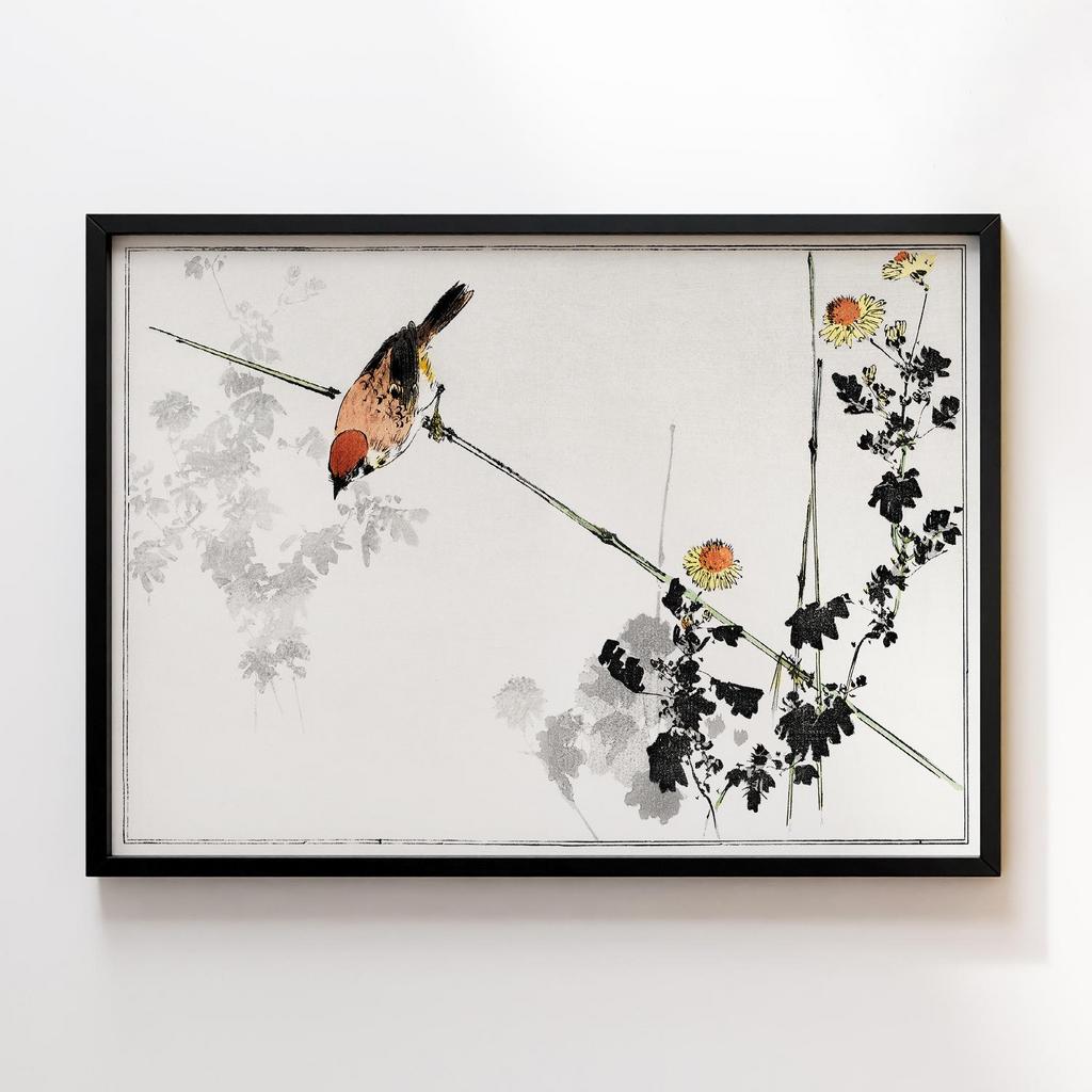 Постер Japanese swallow bird, illustration from Seitei Kacho Gafu (1890–1891) by Wantanabe Seitei