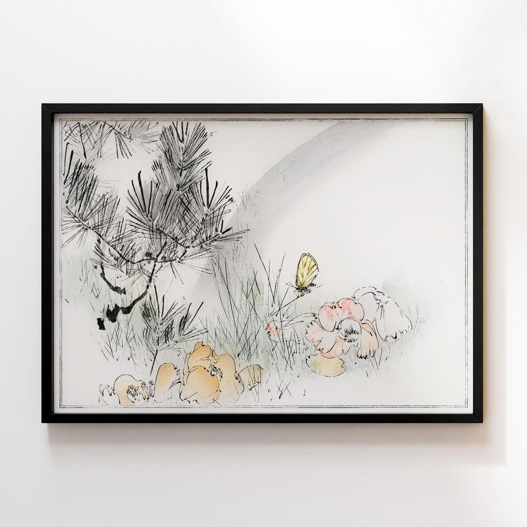 Постер Wild pine tree illustration from Seitei Kacho Gafu (1890–1891) by Wantanabe Seitei