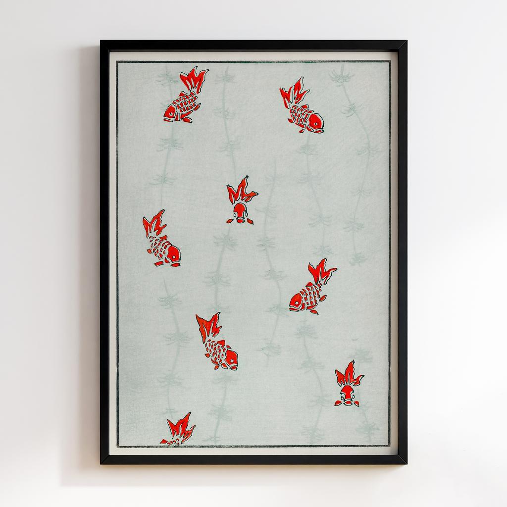 Постер Seamless gold fish illustration by Watanabe Seitei