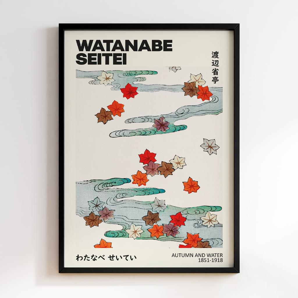 Постер Autumn and water illustration by Watanabe Seitei