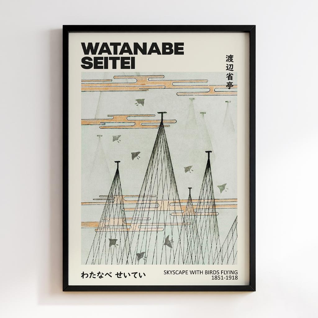 Постер Skyscape with birds flying by Watanabe Seitei