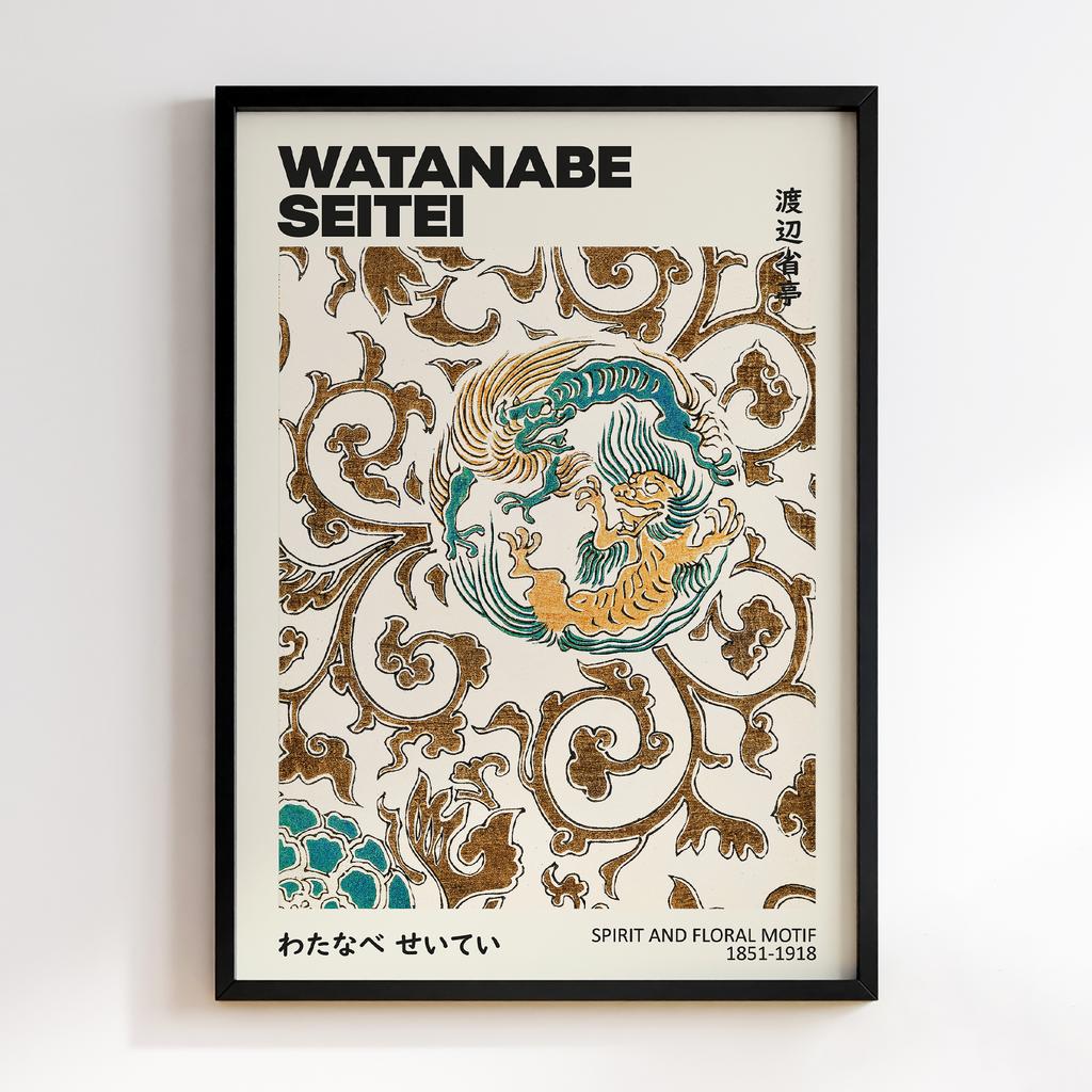 Постер Spirit and floral motif illustration by Watanabe Seitei #01