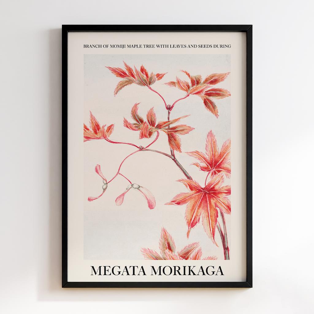 Постер Постер Branch of Momiji maple tree with leaves and seeds during 1870–1880 by Megata Morikaga #02