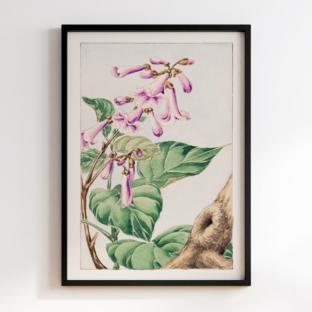 Постер Kiri branch with flowers and leaves during 1870–1880 by Megata Morikaga #01