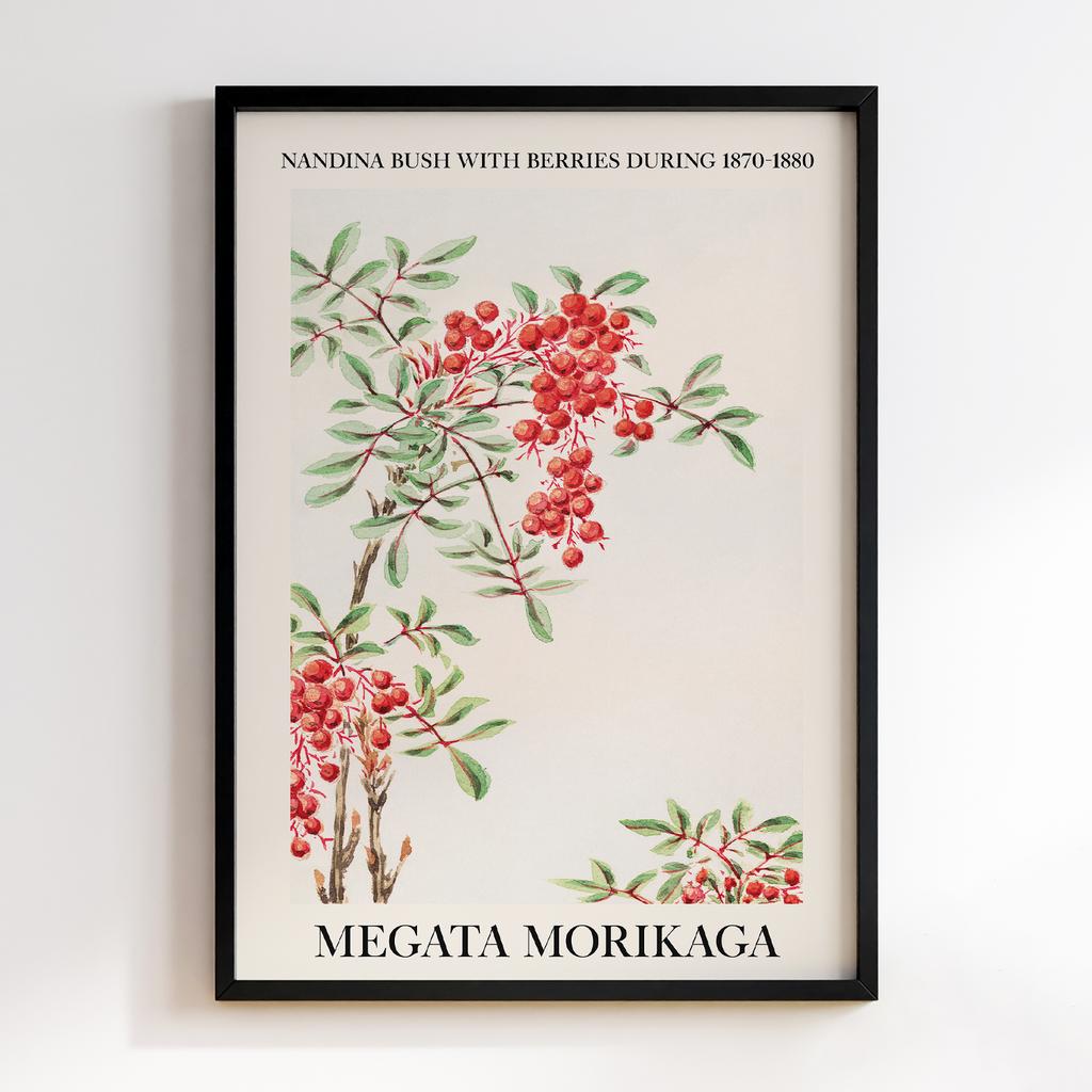Постер Nandina bush with berries during 1870–1880 by Megata Morikaga #02