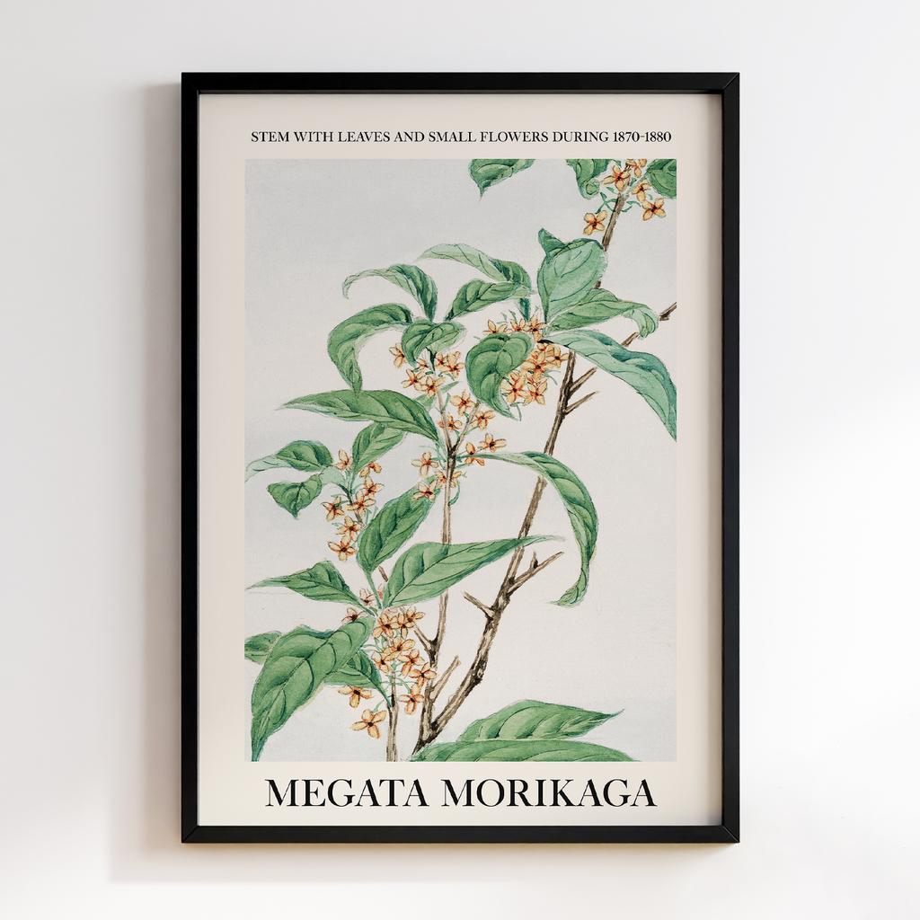 Постер Stem with leaves and small flowers during 1870–1880 by Megata Morikaga #02