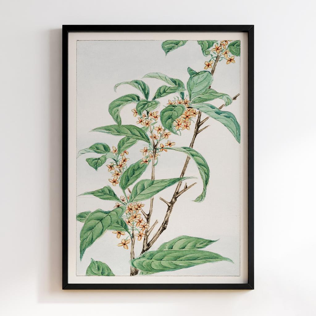 Постер Stem with leaves and small flowers during 1870–1880 by Megata Morikaga #01