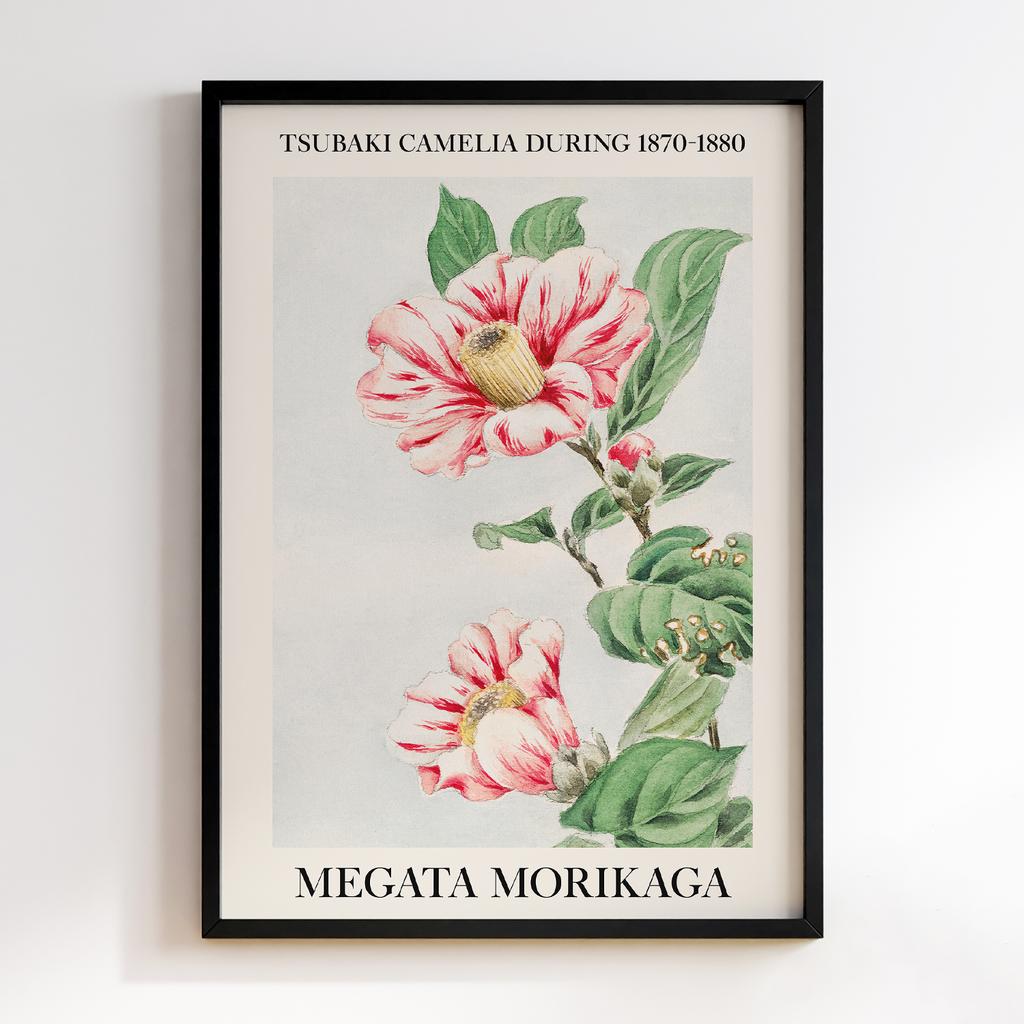 Постер Tsubaki camelia during 1870–1880 by Megata Morikaga. Original from Library of Congress #02