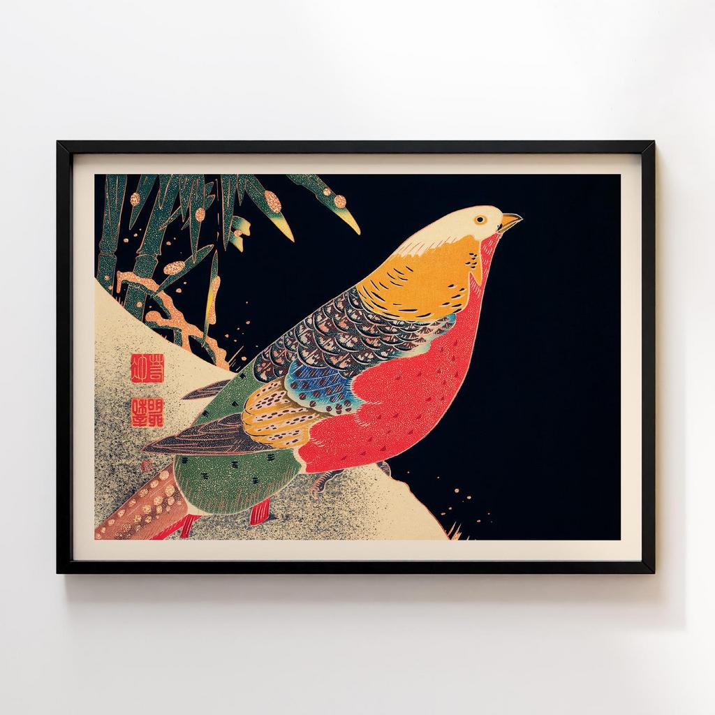 Постер Golden Pheasant in the Snow (ca. 1900) illustration by Ito Jakuchu #01
