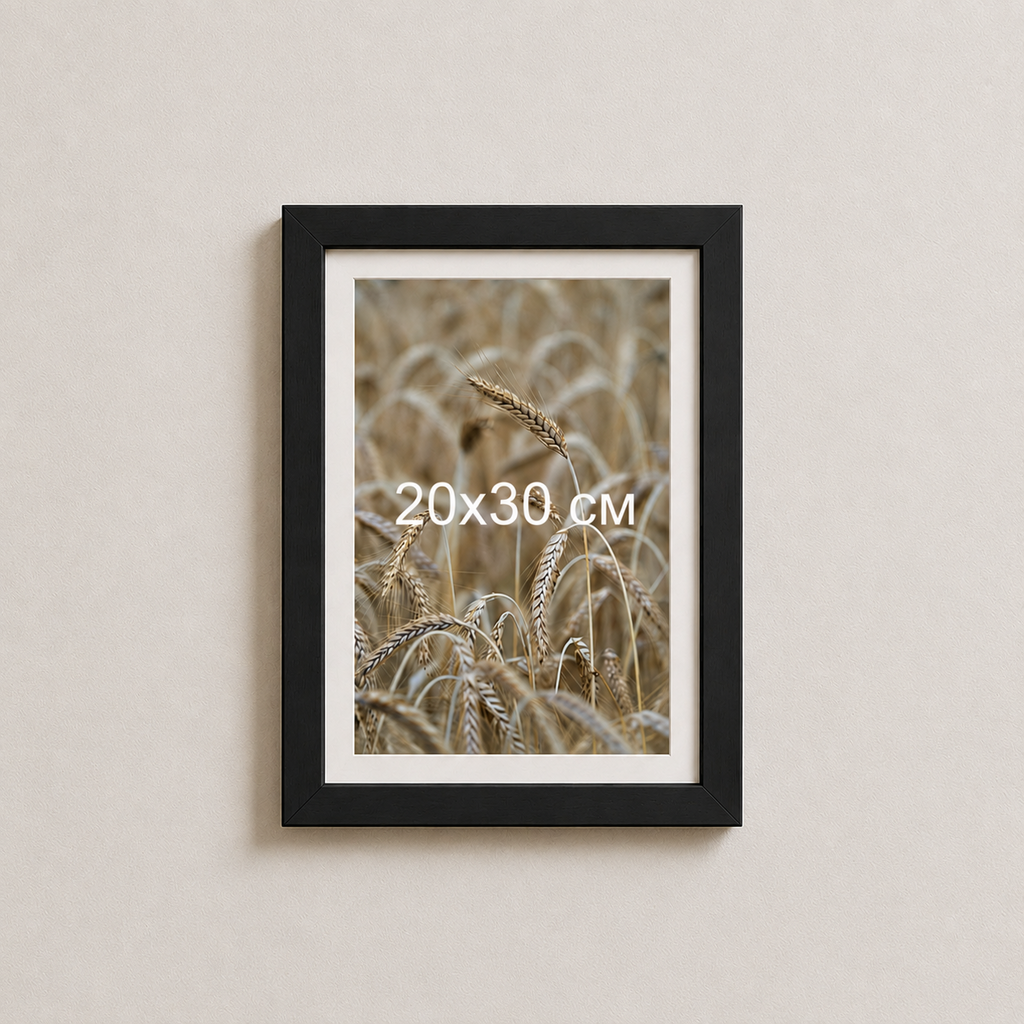 Чорна рама з білим паспарту пластикова настінна універсальна 20×30 Black Frame